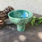 Keramikschale mit Blume des Lebens grün 