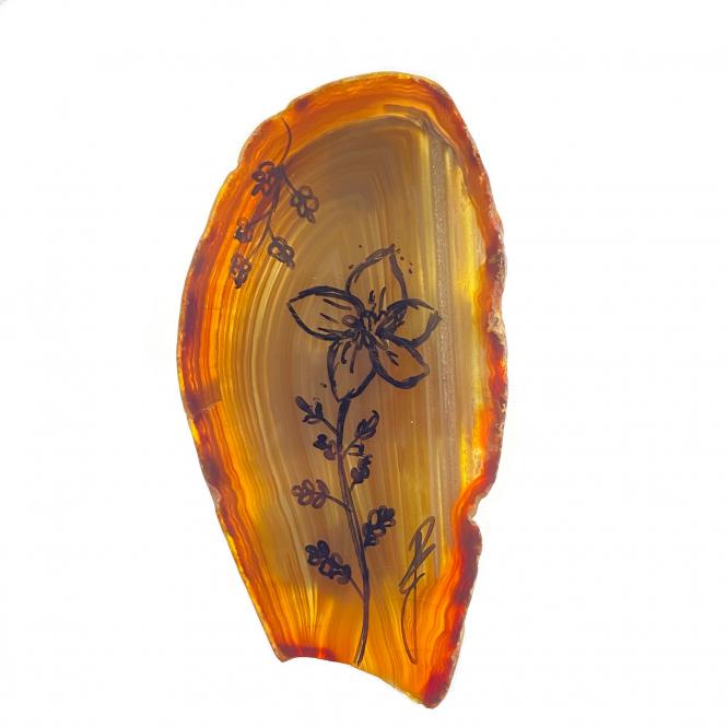 Blume braun - Achatscheibe Magnet 